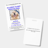 写真アレルギパーソナライズされたー警報サービス犬 バッジ (正面＆裏面)