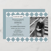 写真アーガイル名門私立校風の卒業発表 招待状 (正面/裏面)