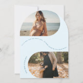 写真アーチ男の子の青い妊娠の発表 招待状 (裏面)