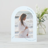 写真アーチ男の子の青い妊娠の発表 招待状 (スタンド正面)