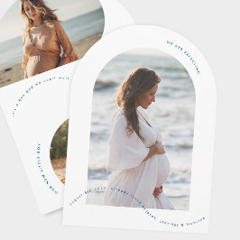 写真アーチ赤ちゃんブルー妊娠の発表 招待状