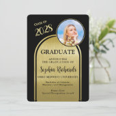 写真アーチ ブラック ゴールド 卒業発表 招待状 (スタンド正面)