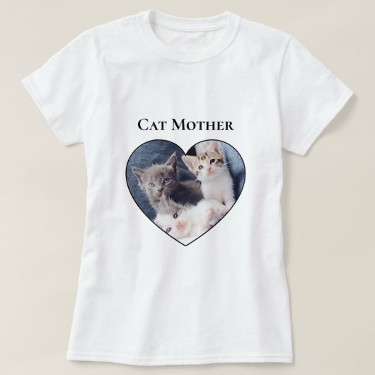写真インサイドハートシェイプ猫の母の日 Tシャツ (デザイン正面)