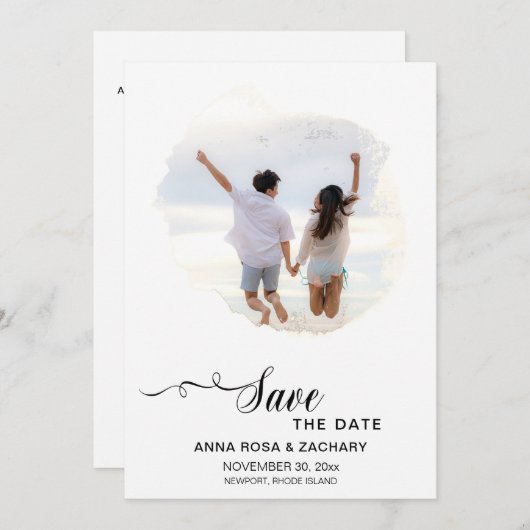 *~*写真ウェディング日付を保存 – AR6ウェブサイトQR 招待状 (正面/裏面)