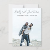 写真ウェディング日付磁石、垂直を保存 マグネット招待状 (正面)