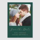 写真エメミニマルラルドグリーン金ゴールド日付の保存 マグネット招待状 (正面)