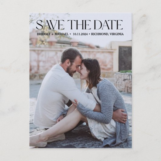 写真エレガモダンントウェディング日付保存 案内ポストカード (正面)