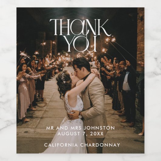 写真エレガントありがとうご結婚ざう ワインラベル (シングルラベル)