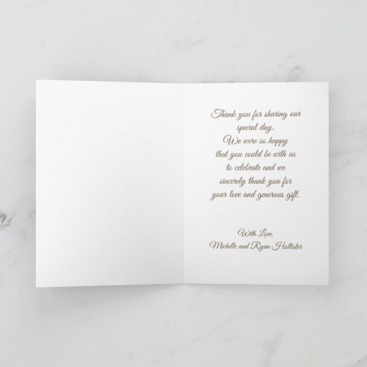 写真エレガントありがとう結婚のフォトカカスタムード サンキューカード (内部)