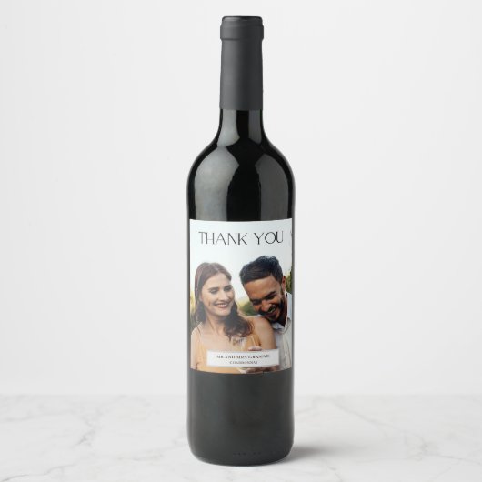 写真エレガントありがとう結婚式の引き出物 ワインラベル (正面)
