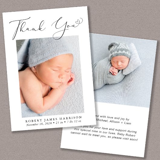 写真エレガントありがとう誕生 案内状