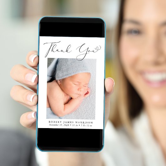 写真エレガントありがとう誕生 案内状