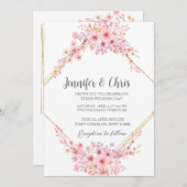 写真エレガントさくらんぼBlossom QRコード結婚s 招待状 (正面/裏面)