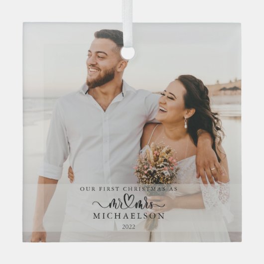 写真エレガントさん結婚したとミセスのクリスマス ガラスオーナメント (正面)