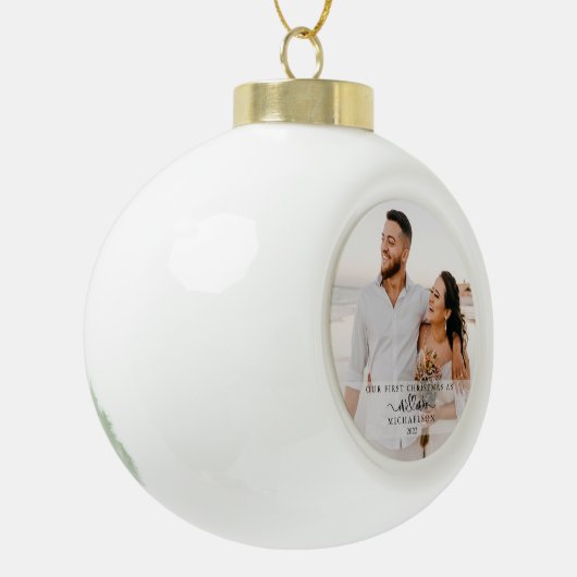 写真エレガントさん結婚したとミセスのクリスマス セラミックボールオーナメント (左)