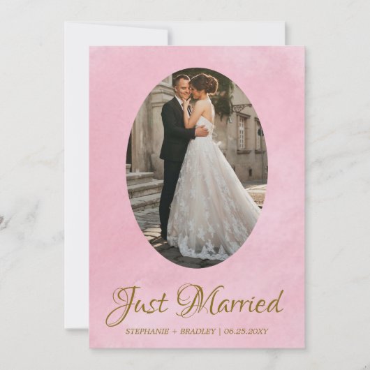 写真エレガントたった今結婚しました結婚発表 招待状 (正面)