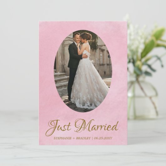 写真エレガントたった今結婚しました結婚発表 招待状 (スタンド正面)