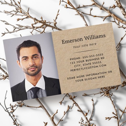 写真エレガントとカスタムロゴKraft紙 名刺