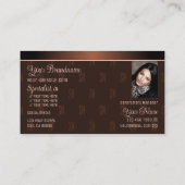 写真エレガントとシックなモノグラムパターンで茶色 名刺 (裏面)