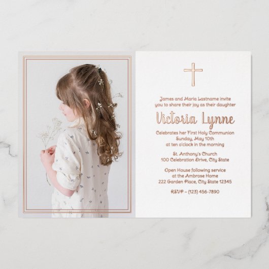 写真エレガントとフレームを最初に共有 箔シーズンカード (正面)