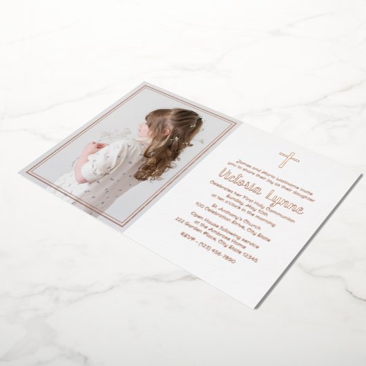 写真エレガントとフレームを最初に共有 箔シーズンカード (回転した状態)