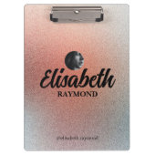 写真エレガントと名前テンプレートオレンジグリッター クリップボード (正面)