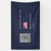 写真エレガントと旗を青で飾ったメモリアル 横断幕 (縦)