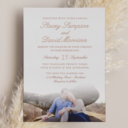 写真エレガントと結婚バラの金ゴールド 箔招待状