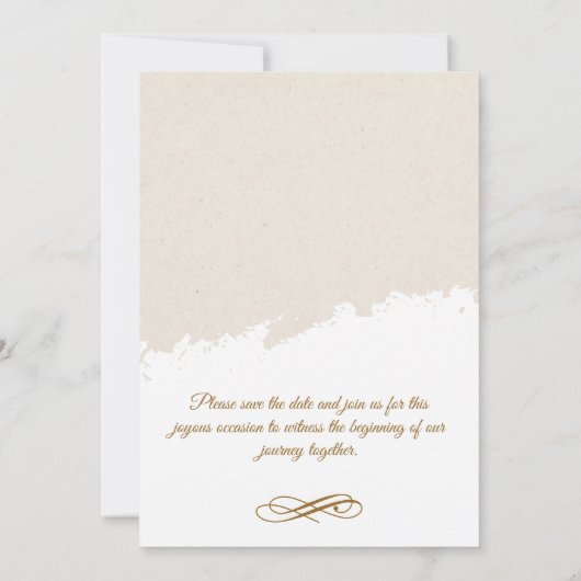 写真エレガントと金ゴールドスクリプト日付を保存結婚する 招待状 (裏面)