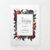 写真エレガントとRSVPとのフローラ結婚式の招待 三つ折り招待状 (カバー)