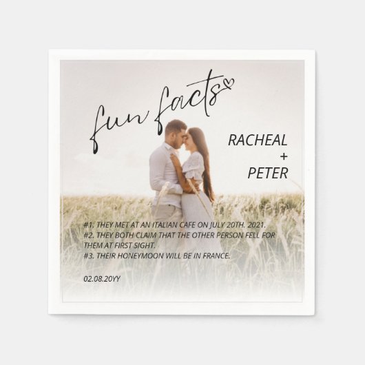 写真エレガントのおもしろいモダンの事実の結婚結合 スタンダードカクテルナプキン (正面)