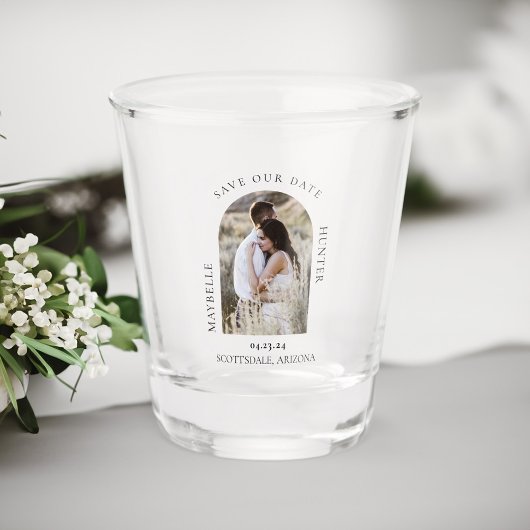 写真エレガントのアーチ枠の日付の保存 ショットグラス