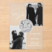 写真エレガントのウェディングの日付を保存 アクリル招待状 (正面)