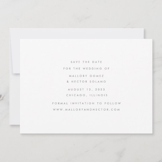 写真エレガントのウェディングの日付を保存 セーブザデート (裏面)