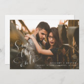 写真エレガントのウェディングの日付を保存 セーブザデート (正面/裏面)