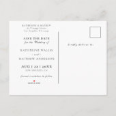 写真エレガントのウェディングの日付を保存 案内ポストカード (裏面)