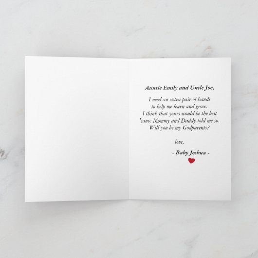 写真エレガントのゴッドペアレンツ カード (内部)