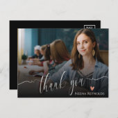 写真エレガントのスクリプトの卒業ありがとう ポストカード (正面/裏面)