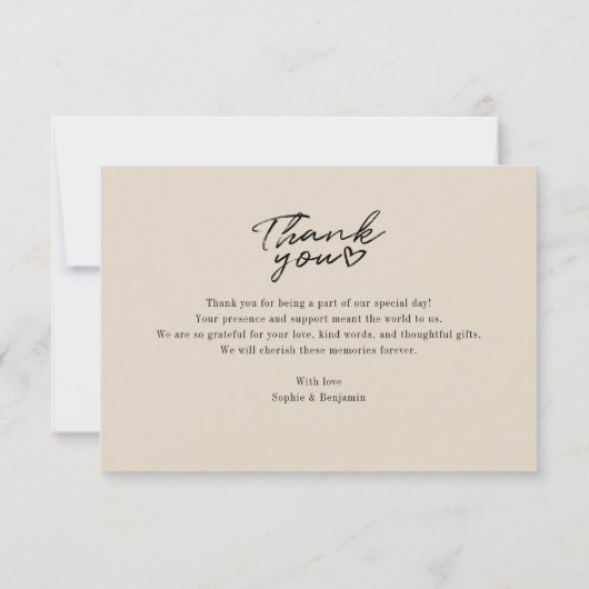 写真エレガントのスクリプ結婚トに感謝 ノートカード (裏面)