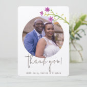 写真エレガントのパーソナライズされたサンキューカード セーブザデート (スタンド正面)