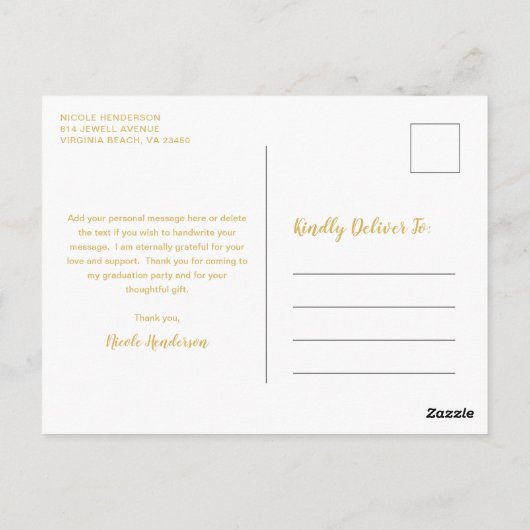 写真エレガントのモダン卒業 ポストカード (裏面)