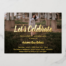 写真エレガントのモダン卒業 箔招待状