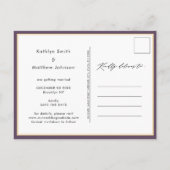 写真エレガントのモダン結婚式の日付の保存 案内ポストカード (裏面)