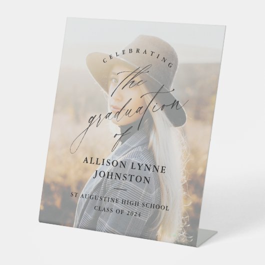 写真エレガントの卒業へようこそ 台座サイン (正面)