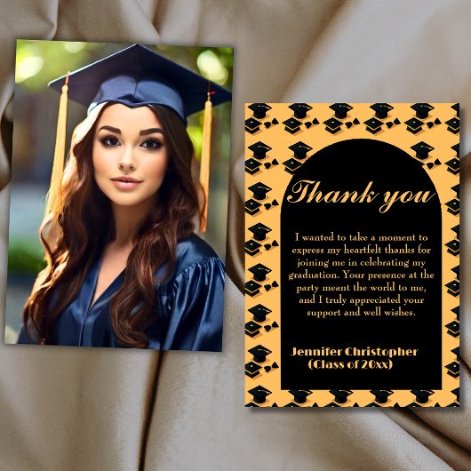 写真エレガントの卒業サンキューカード サンキューカード
