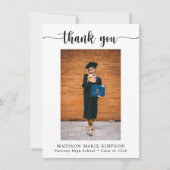 写真エレガントの卒業スクリプト サンキューカード (正面)