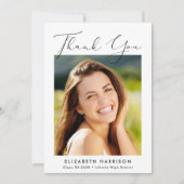 写真エレガントの卒業スクリプト サンキューカード (正面)