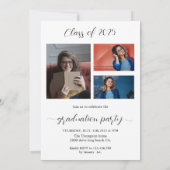 写真エレガントの卒業スクリプト 招待状 (裏面)