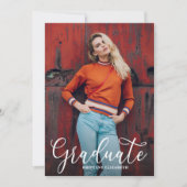 写真エレガントの卒業スクリプト 招待状 (正面)