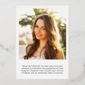 写真エレガントの卒業スクリプト 箔招待状 (裏面)